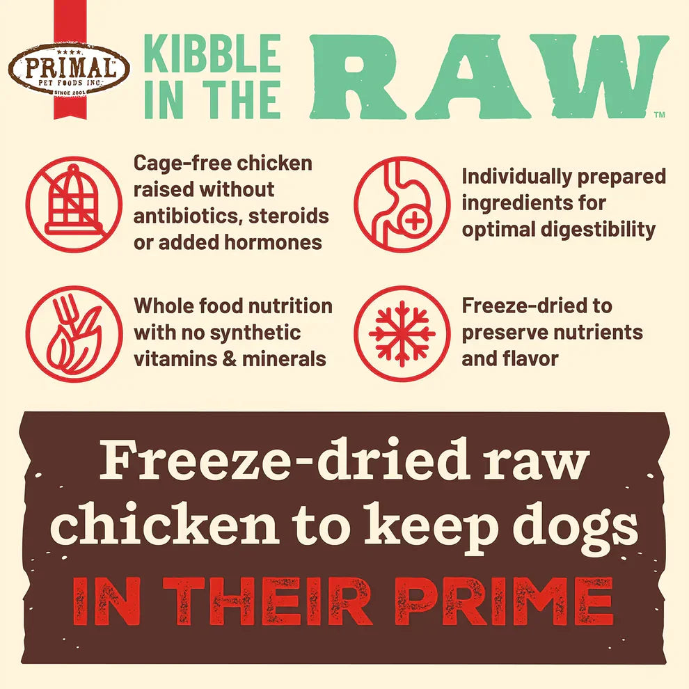 Primal Kibble in the Raw Dog Food Chicken Recipe - 1.5lb