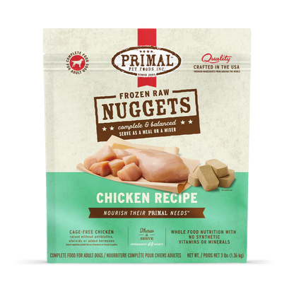 Primal Nuggets Chicken Recipe Raw Frozen Dog Food - 3lb