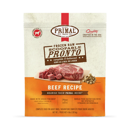 Primal Scoopable Pronto Beef Recipe Raw Frozen Dog Food - 4lb