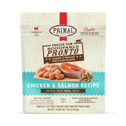 Primal Scoopable Pronto Chicken & Salmon Recipe Raw Frozen Cat Food - 1lb