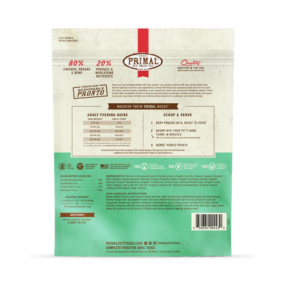 Primal Scoopable Pronto Chicken Recipe Raw Frozen Dog Food - 0.75lb
