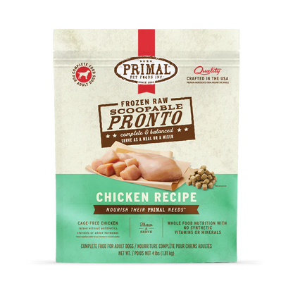 Primal Scoopable Pronto Chicken Recipe Raw Frozen Dog Food - 0.75lb