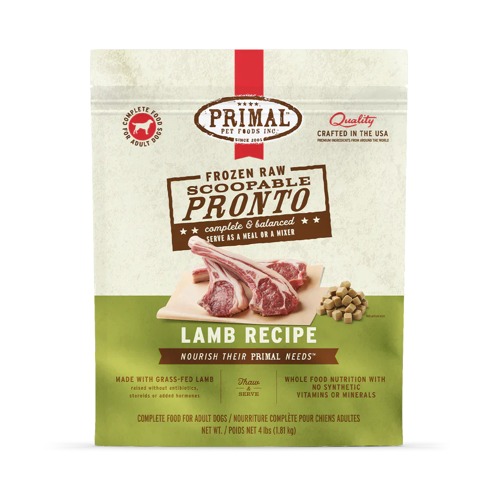 Primal Scoopable Pronto Lamb Recipe Raw Frozen Dog Food - 4lb
