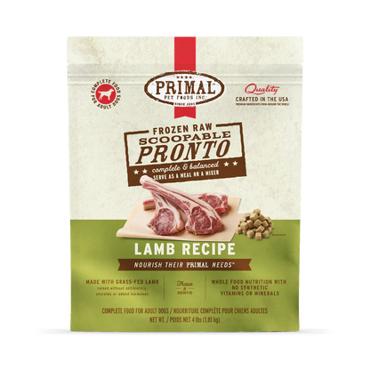 Primal Scoopable Pronto Lamb Recipe Raw Frozen Dog Food - 4lb