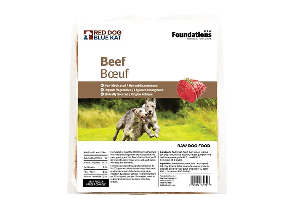 Red Dog Blue Kat Beef Recipe Frozen Raw Dog Food - 4 x 1/4 lb Tray - The Pet Source
