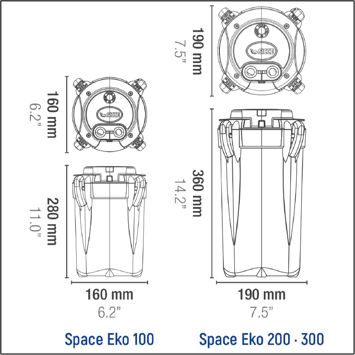 Sicce Space EKO 300 Canister Filter - 240gph