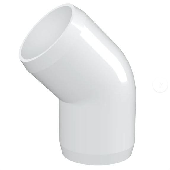 PVC 45 Degree Elbow Schedule 40 - 1/2 Inch White