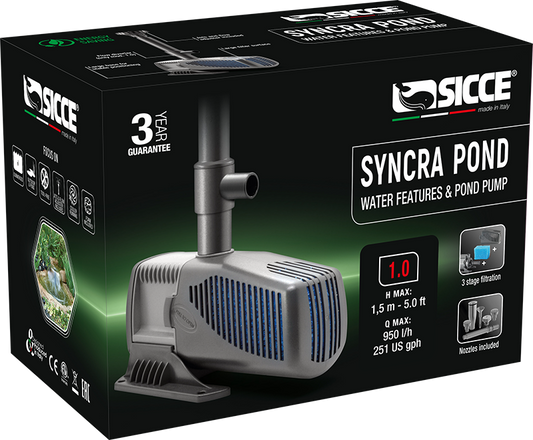 Sicce SyncraPond 1.0 Pump with Fountain & Filter - 251gph
