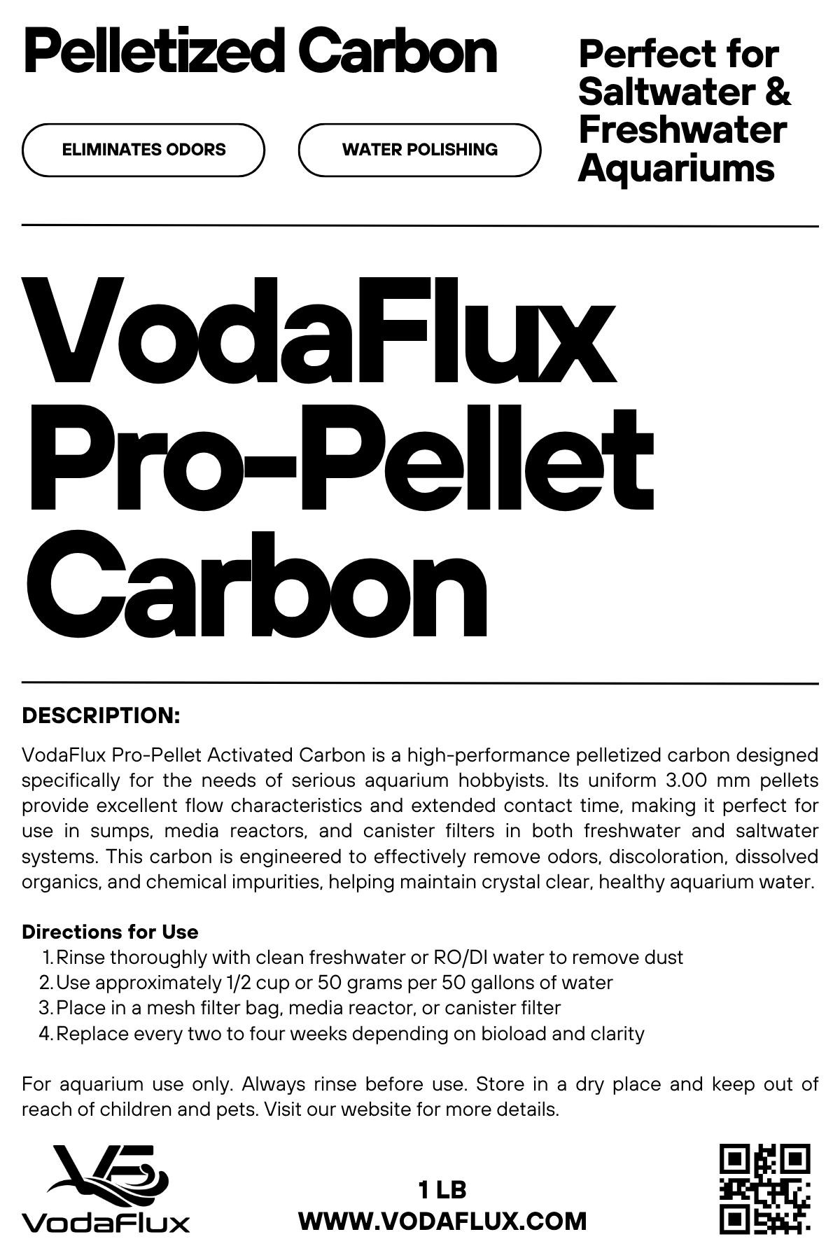 VodaFlux Pro-Pellet Premium Activated Carbon - 1 lb