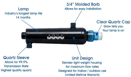 Aqua UV Advantage UV Sterilizer 2000+ Barb x Barb - 15 Watt