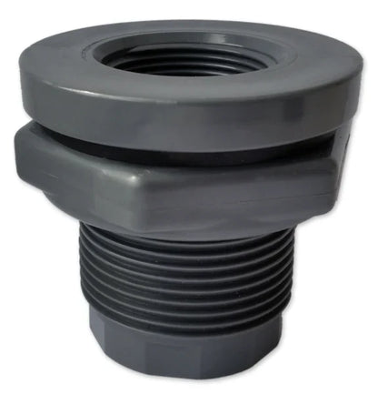 Heavy Duty PVC Double Tapped Bulkhead - 3/4 Inch