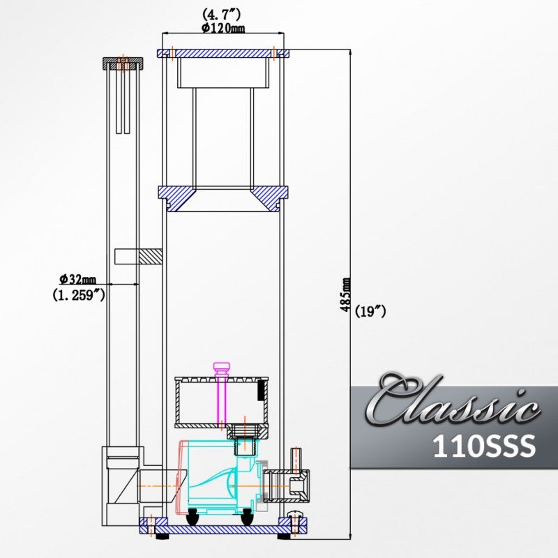 Reef Octopus Classic 110SS Space Saver Skimmer