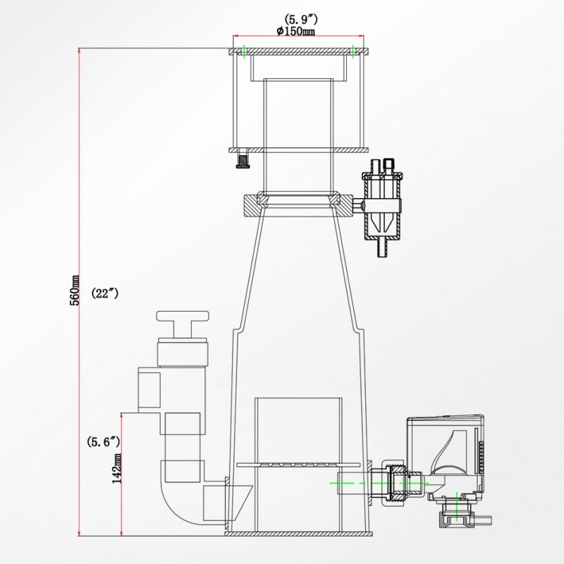 Reef Octopus Classic INT-150 6”  Internal Protein Skimmer