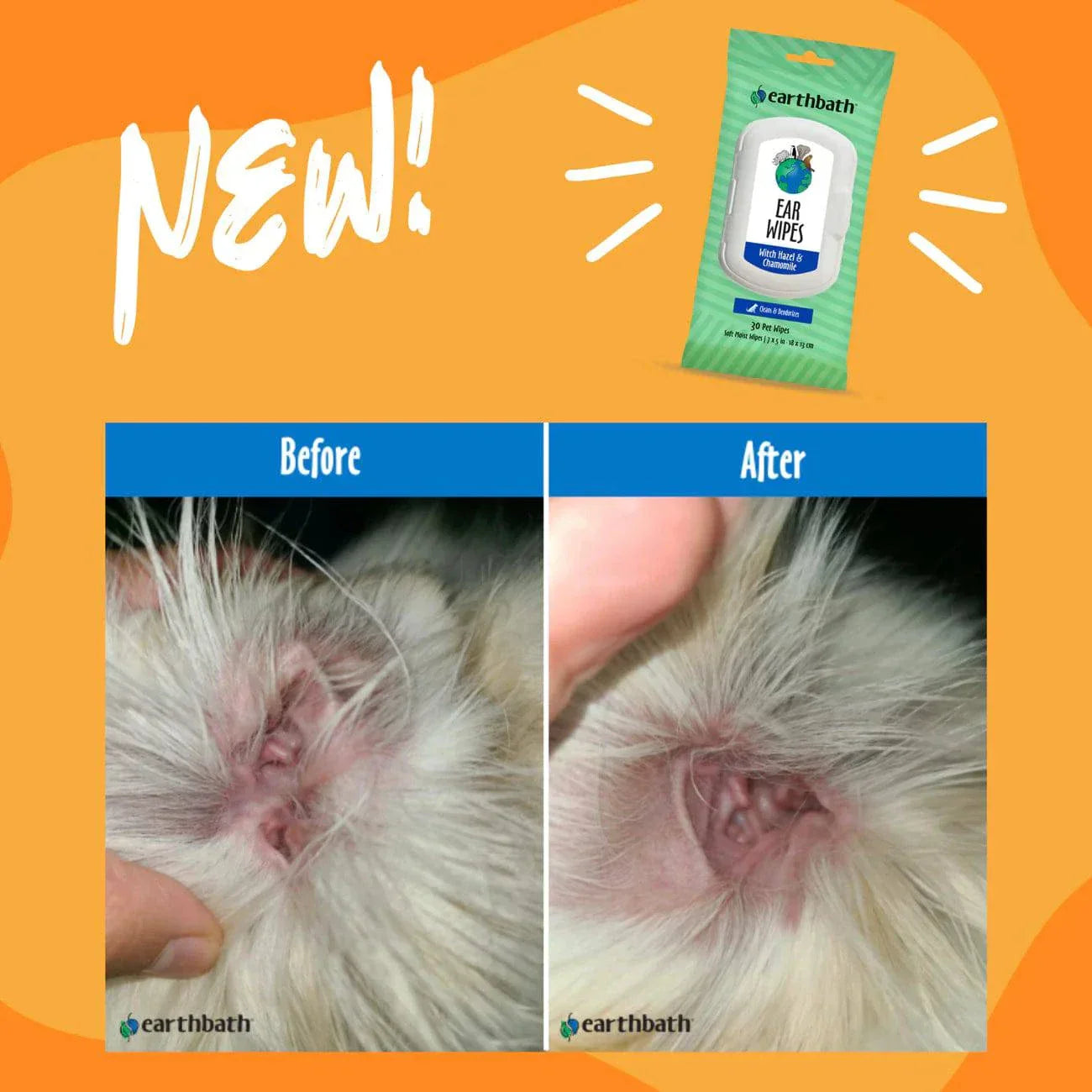 earthbath Ear Wipes - 30 Wipes - The Pet Source