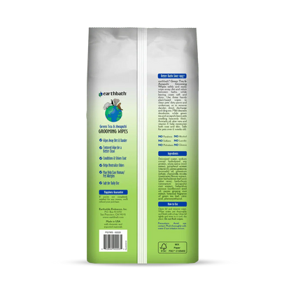 earthbath Grooming Wipes - Green Tea & Awapuhi - 100 Wipes - The Pet Source