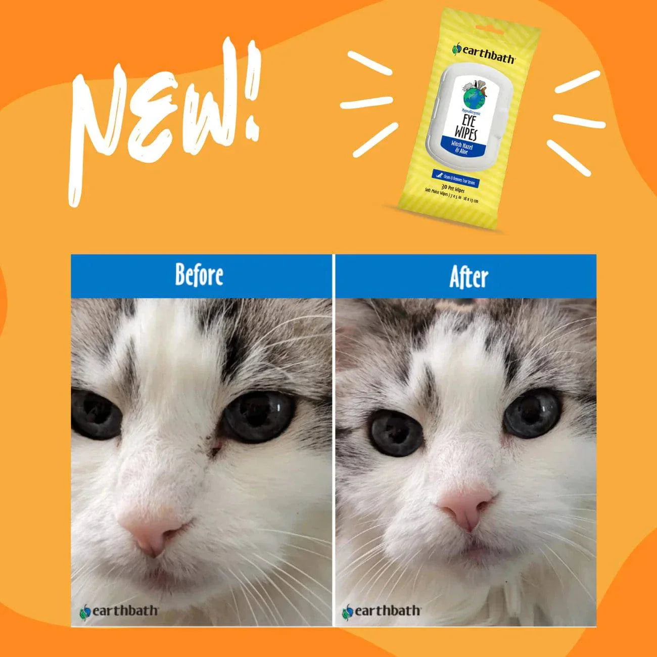 earthbath Hypoallergenic Eye Wipes - 30 Wipes - The Pet Source