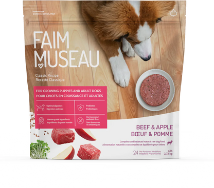 Faim Museau Beef & Apple Raw Frozen Dog Food - 6lb