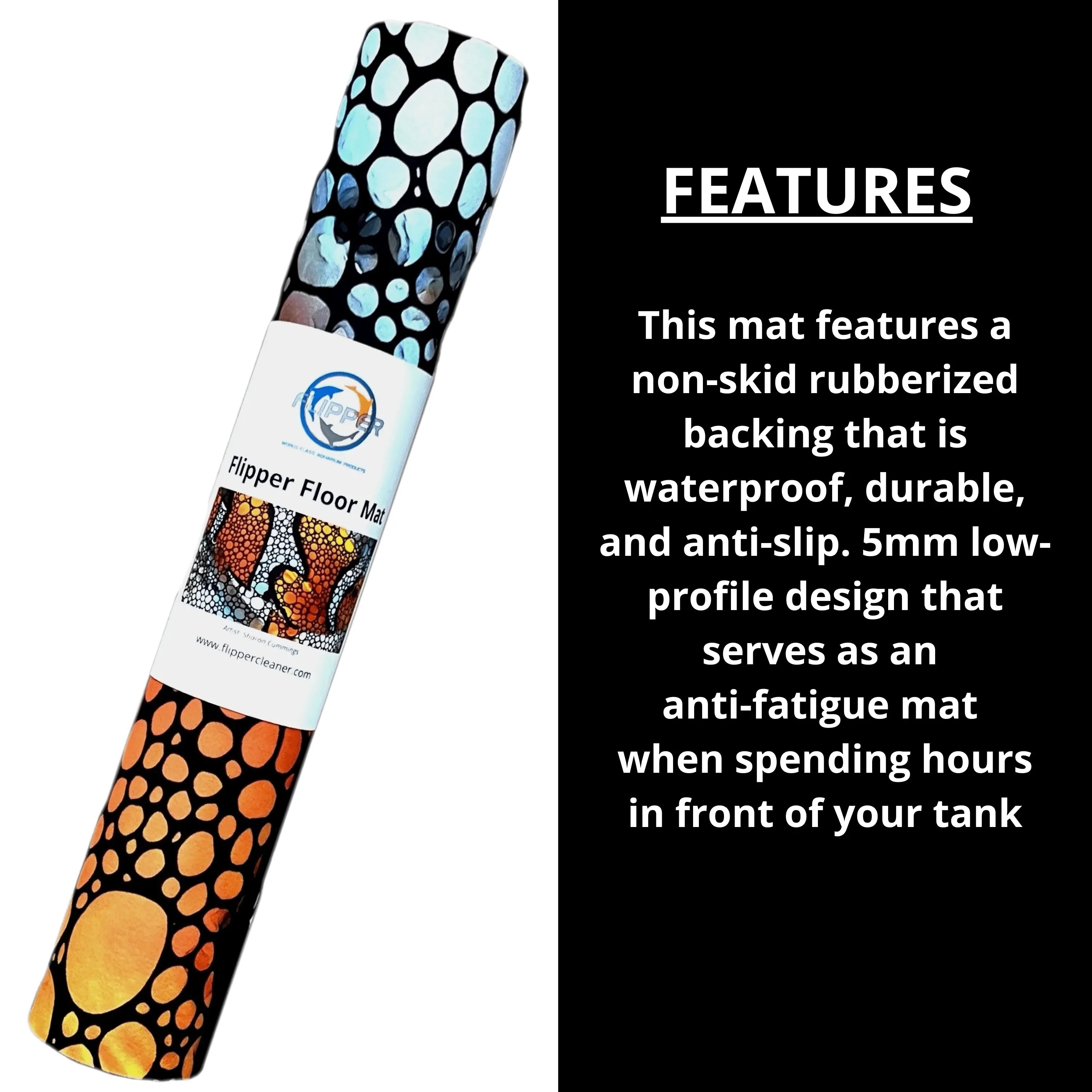 Flipper Aquarium Mat with Clownfish Artwork – waterproof and cushioned for Aquariums, Floor Mat, Desk Pad, and Decorative Gift for Hobbyists