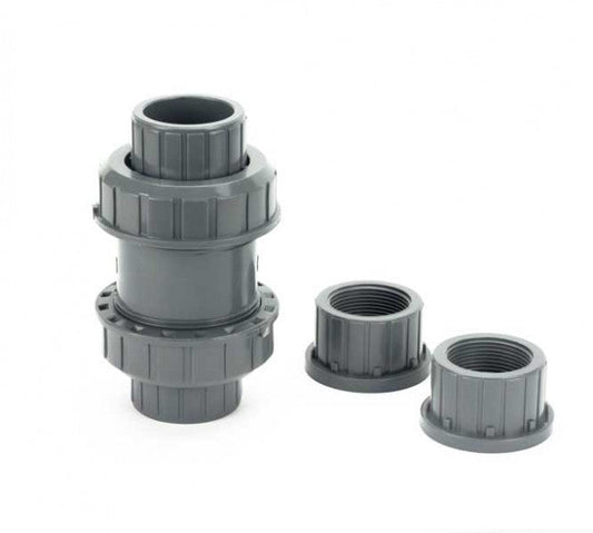 PVC True Union Ball Check Valve with Slip and Threaded Fittings Grey - 1 Inch
